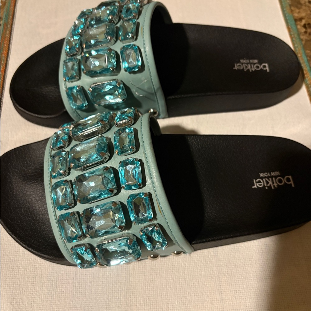 Botkier Aqua Jeweled Slide Sandals - Women's size 8 - Picture 3 of 12